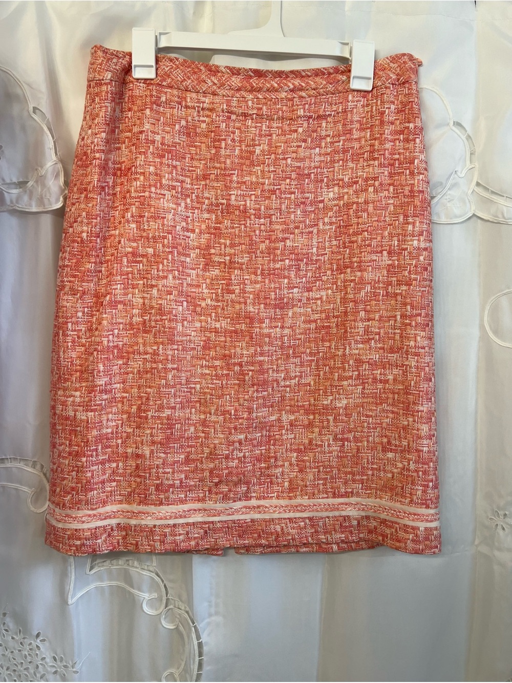 Louis Feraud Tweed Skirt Suit FR 46 US 14 XL Pink Coral Silk Lined 2 Piece - Picture 6 of 16